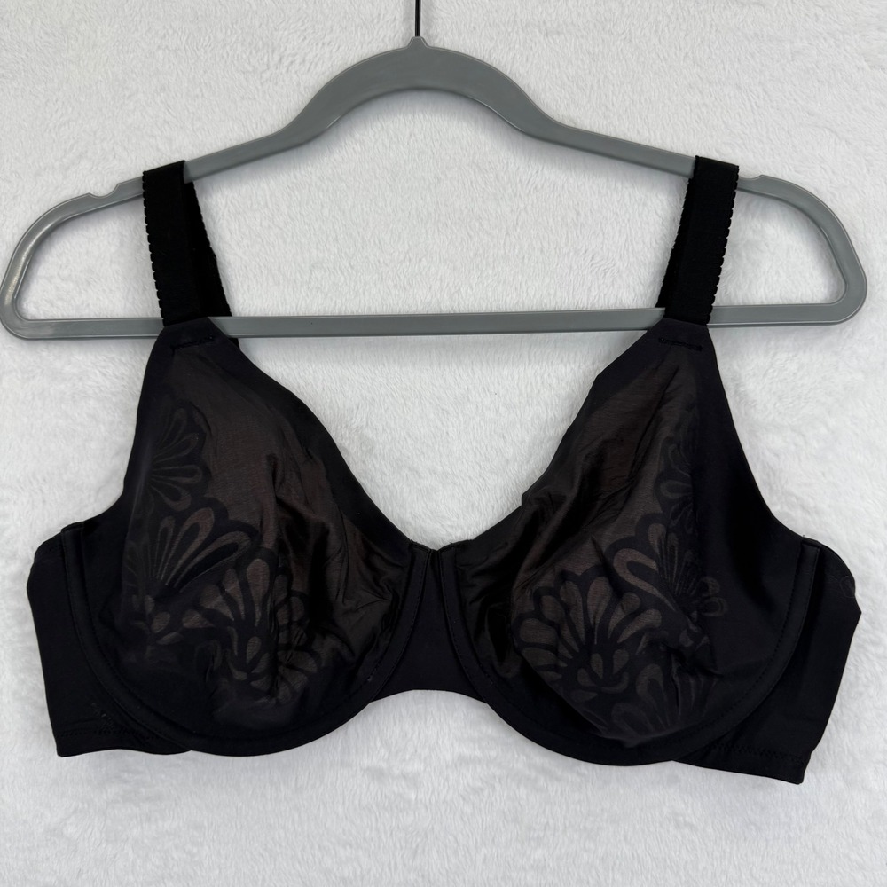 Bali Bodycaress Black‎ Floral Full Coverage Underwire Bra - Women's Size 40D